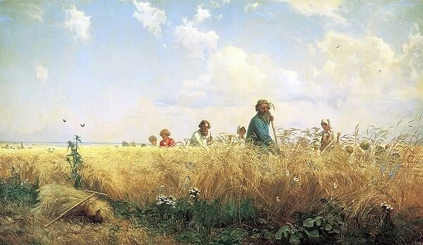 Peasants gather the harvest by Gregory Grigorjewitsch Mjassojedow (Russian artist)
