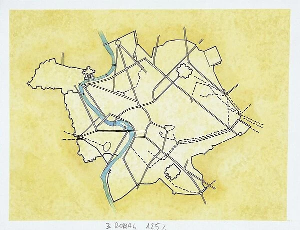 Plan of the aqueduct in Rome, drawing