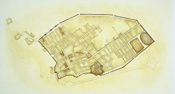 Plan of Pompeii, drawing