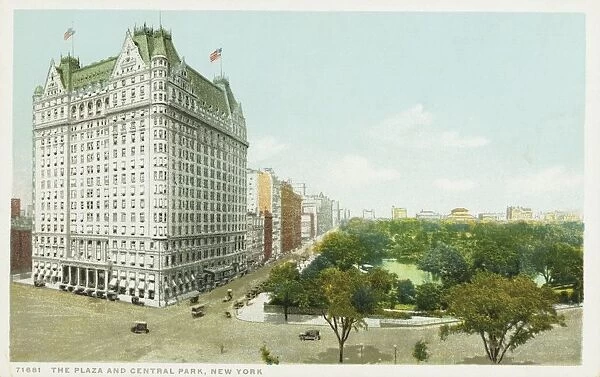 The Plaza and Central Park, New York Postcard. ca. 1915-1930, The Plaza and Central Park, New York Postcard
