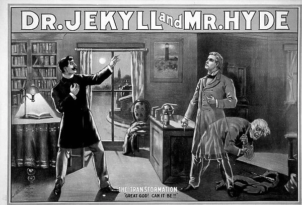 Poster depicting Dr Jekyll and Mr Hyde. From the story by Robert Louis Stevenson