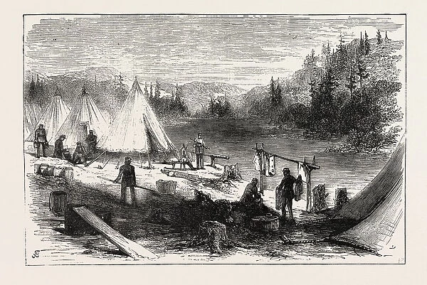 The Red River Expedition: Camp of 60th Rifles, Kaministiquia River, 1870, Canada