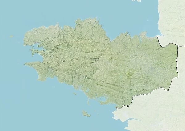 Region of Brittany, France, Relief Map