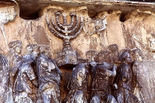 Roman troops carrying away the Menorah from the Temple at Jerusalem. Forum. Rome