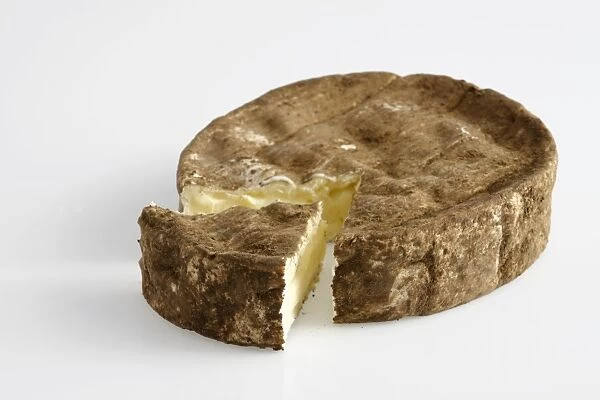 Round and slice of soft French Olivet cowA
