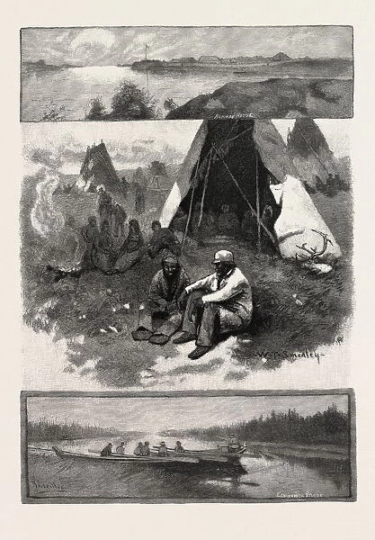 Scenes Along the Nelson River, Canada, Nineteenth Century Engraving