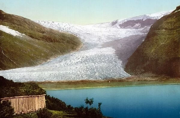 Svartisen Glacier, Nordland, Norway, as it appeared c1890-1900. Photochrome Glaciology