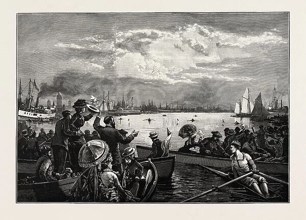 Toronto Harbour, a Sculling Match, Canada, Nineteenth Century Engraving