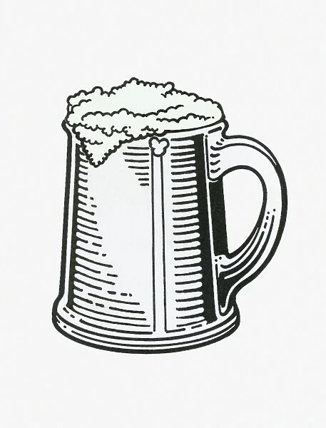 Black and white illustration of Guinness in tankard