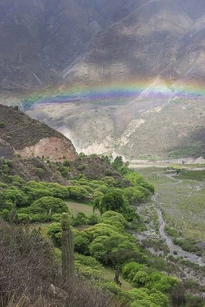 Rainbow over the Quebrada de Escoipe valley, Salta Province, Argentina