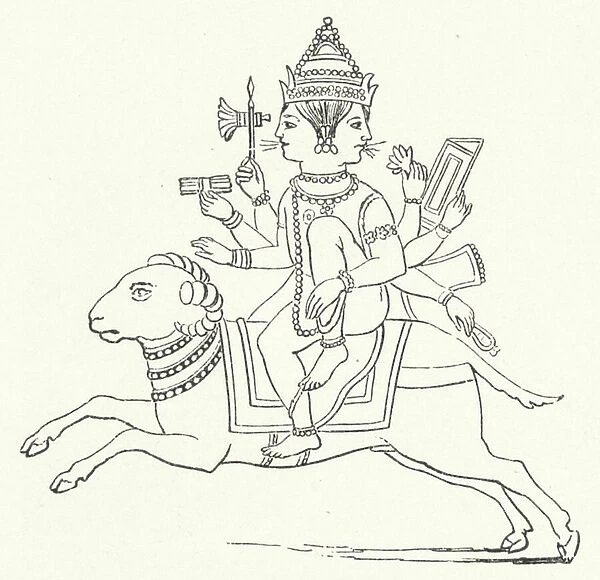 Agni, Hindu fire god (engraving)