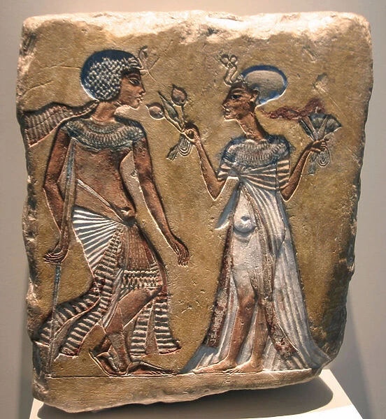 Akhenaten (reigned 1353-1336 BC) and Nefertiti (c1370 BC-c1330 BC