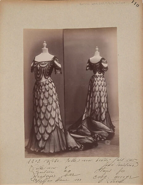 Album Page: House of Worth, Ball Gown, 1903-04 (b  /  w photo)