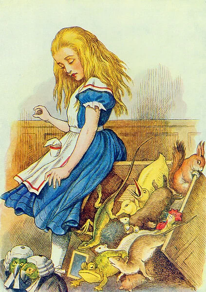 Alice Upsets the Jury-Box, illustration from Alice in Wonderland by Lewis Carroll