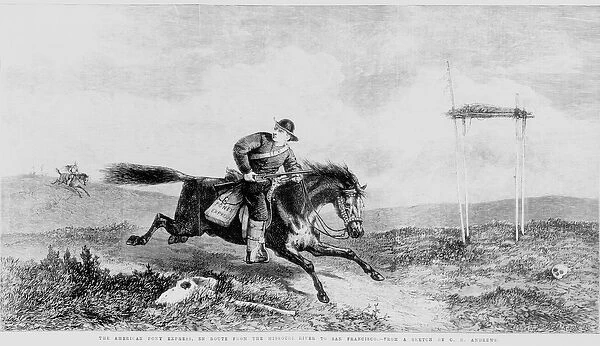 The American Pony Express, En Route from the Missouri River to San Francisco (engraving)