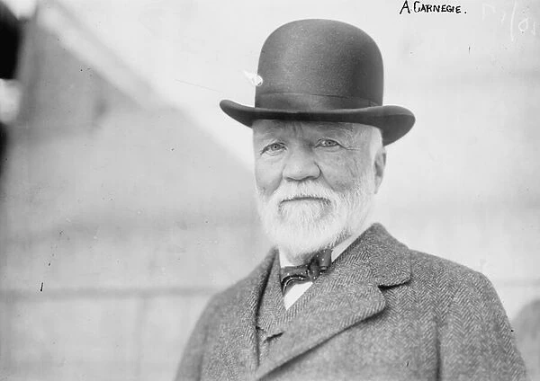 Andrew Carnegie in New York on return from Europe, 1913 (b  /  w photo)
