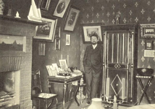 Anton Chekhov in his study in Yalta, Crimea, 1900 (b  /  w photo)