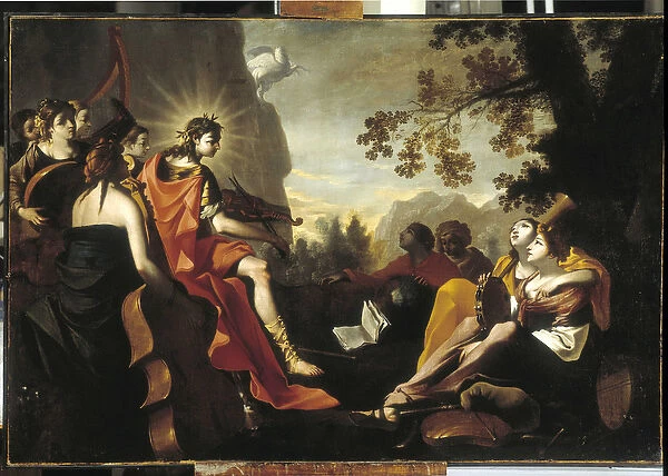 Apollo and the Muses on Mount Parnassus, 1655 (oil on canvas)