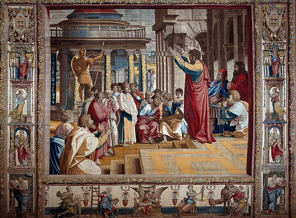 The apostle Saint Paul preaching in the aeropage of Athenes Tapestry after painting