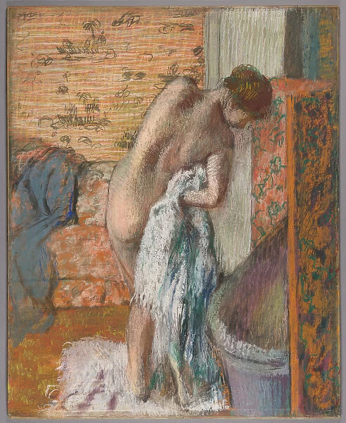 Apres le bain, c. 1886 (pastel on paper laid down on board)