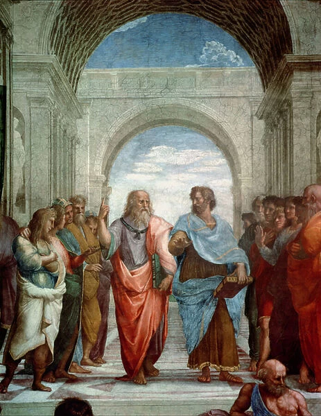 Aristotle and Plato: detail from the School of Athens in the Stanza della Segnatura