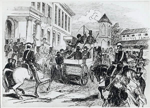 Arrival of the Government Conveyance at the Colonial Treasury, Sydney, on 21st August 1851
