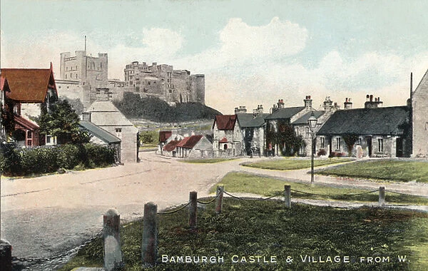 Bamburgh Castle and Village, from West (photo)