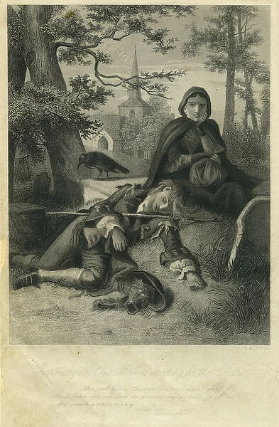 Barnaby and His Mother Waiting For the Coach (engraving)
