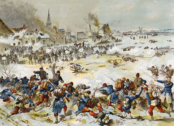 Battle of Bapaume, Franco-Prussian war, 3 January 1870 (chromolitho)