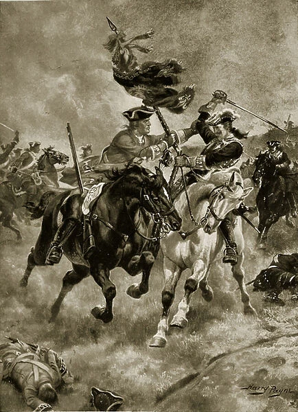 The Battle of Blenheim: The cavalry in action, illustration from Hutchinson