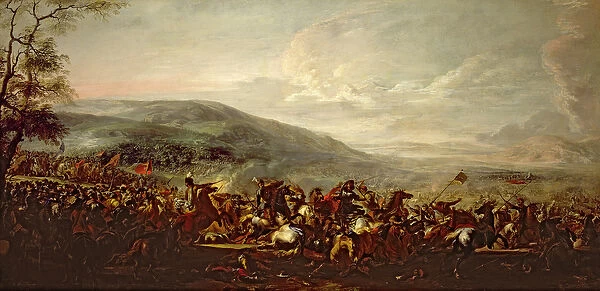 Battle between the Hungarians and Turkish (oil on canvas)