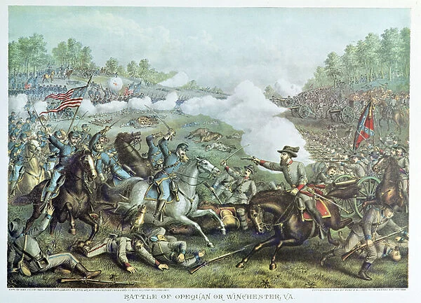 Battle of Opequan or Winchester, Virginia, engraved by Kurz & Allison