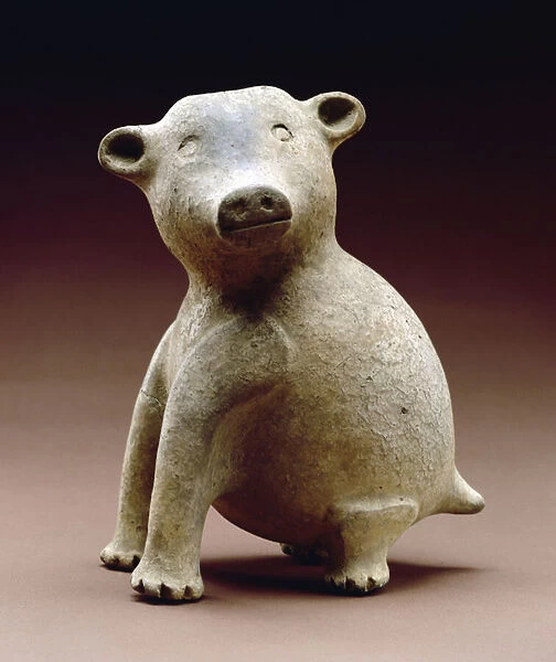 Bear effigy bottle, Late Mississippian period, 1200-1500 (ceramic)