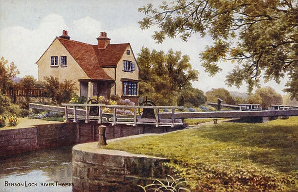 Benson Lock River Thames (colour litho)