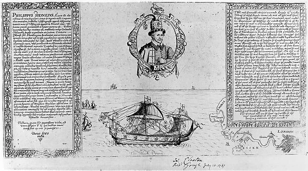 The Black Pinnace Bringing Sir Philip Sidneys Body Back to London, pub. in 1588