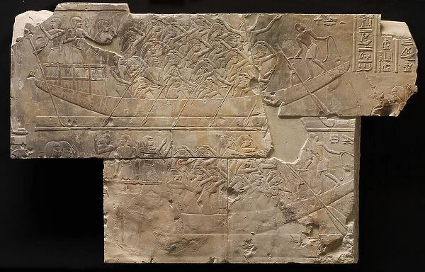 Two Boats with Female Mourners, c. 667-647 BC (limestone)
