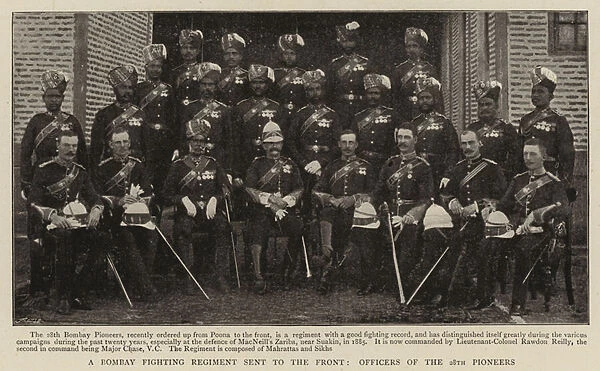 A Bombay Fighting Regiment sent to the Front, Officers of the 28th Pioneers (b  /  w photo)