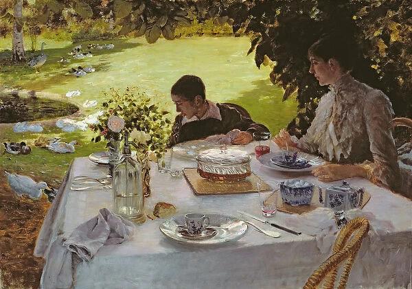Breakfast in the Garden, 1883 (oil on canvas)