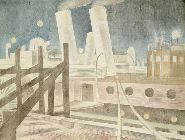 Brighton Queen at Night, 1935 (pencil & w  /  c on paper)