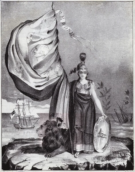 Britannia and the Reform Act of 1832 (litho)