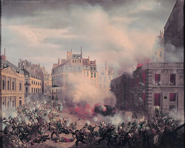 The Burning of the Chateau d Eau at the Palais-Royal, 24th February 1848 (oil