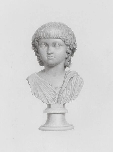Bust of a youth, ancient Greco-Roman marble sculpture (engraving)