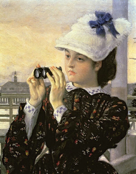 The Captains Daughter, detail of the girl with her binoculars (oil on canvas