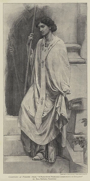 Cartoon of Figure from 'St Augustine Preaching Christianity in England'(engraving)