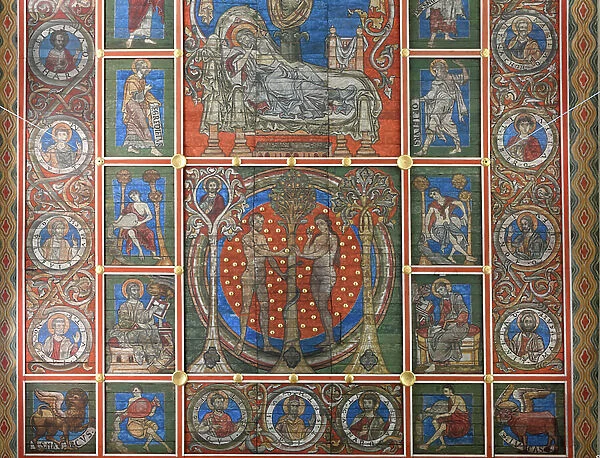Ceiling painting, nave, Michaeliskirche, Michaelisplatz, Hildesheim, Lower Saxony, Germany, Europe
