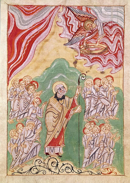 Celestial migration, from Vie et Miracles de Saint Amand, c. 1075 (vellum)