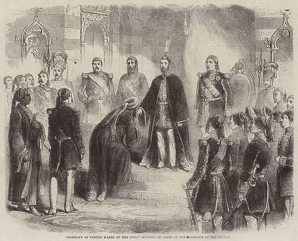 Ceremony of Kissing Hands by the Great Officers of State on the Accession of the Sultan (engraving)