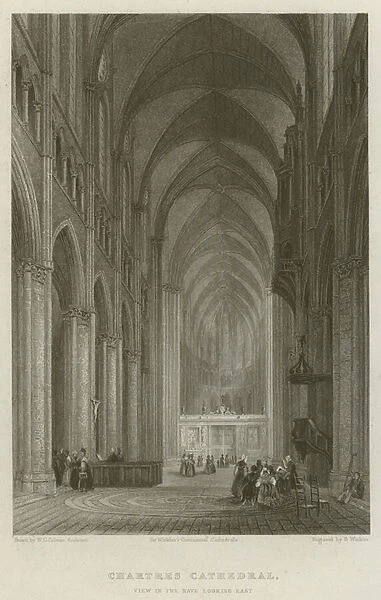 Chartres Cathedral, View in the Nave looking East (engraving)