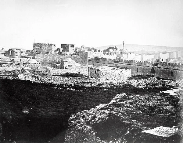 Christ Church and the Jaffa Gate, Jerusalem, 1857 (b  /  w photo)