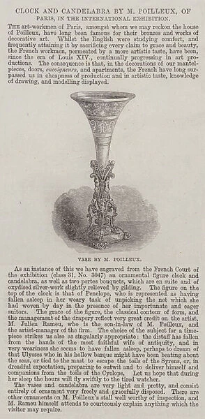 Clock and Candelabra by M Poilleux, of Paris, in the International Exhibition (engraving)